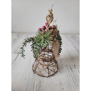 Glitter mistletoe Pinecone branch wire Bell xmas